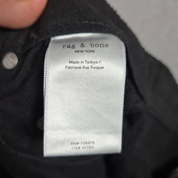 Rag & Bone Logan Mid-Rise Wide Leg Jeans Black Denim Womens 
30 - Picture 12 of 13